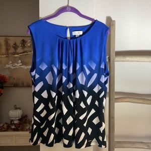 Calvin Klein Blue and Black Ombré Sleeveless Top X-Large